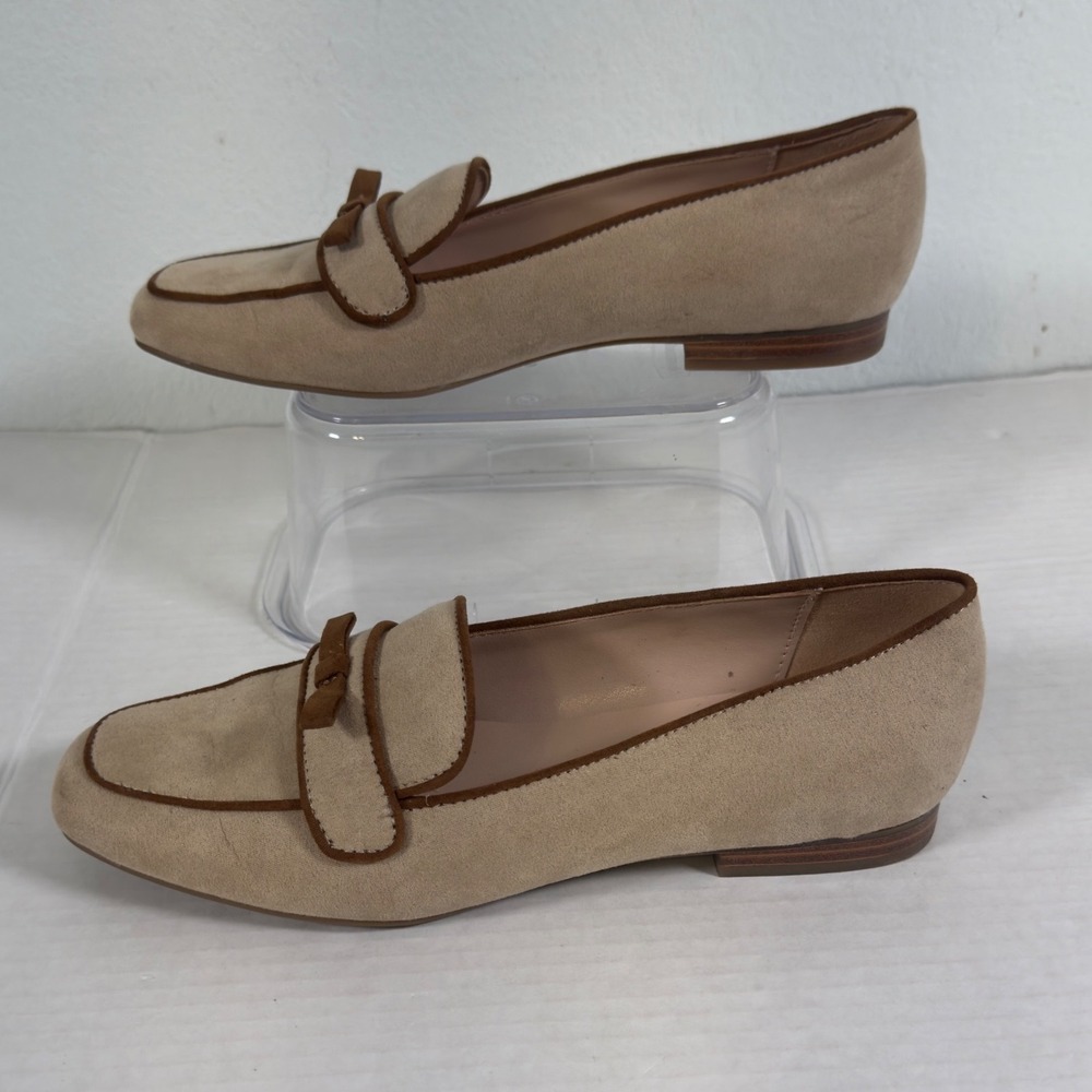 Bandolino Loafers Women 7M Beige Brown Bow Accent Flat Shoes Prep Academia - Picture 4 of 8